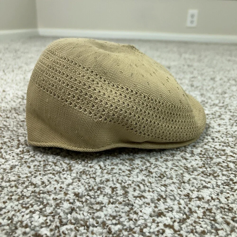 Vintage‎ KANGOL Hat Flat Cap Flex Mens Khaki Ventair 504 Tropical England 90s